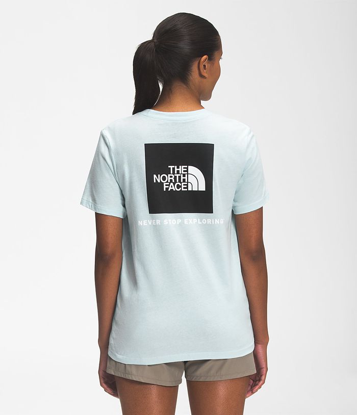 The North Face T-Shirts Dames Korte Mouw Box Nse QUXC71032 - Blauw